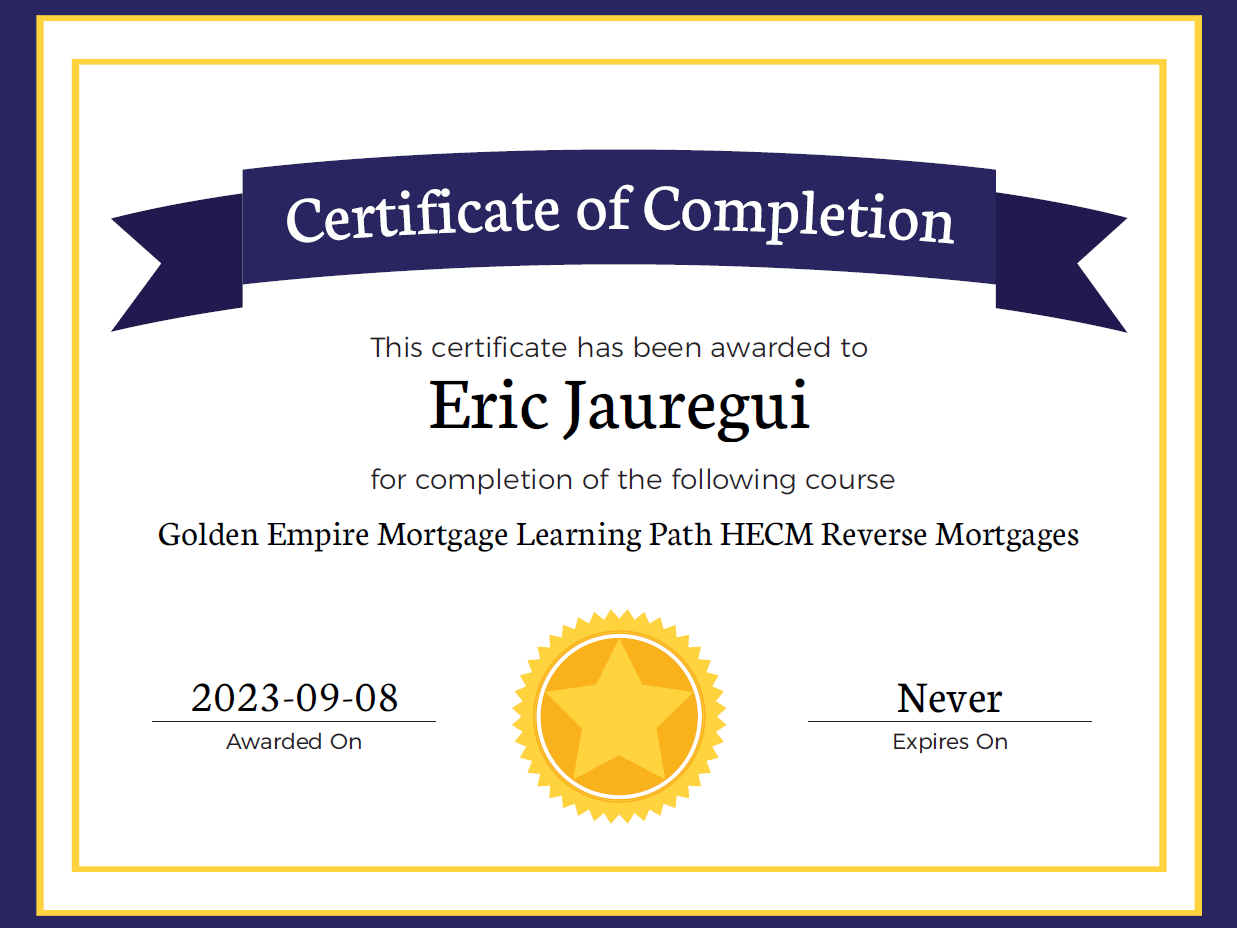 Reverse Mortgage Certification