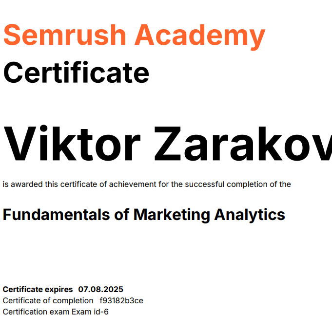 Zarakov Viktor Zarakov, Ecommerce & Digital Marketing Specialist - Other ...