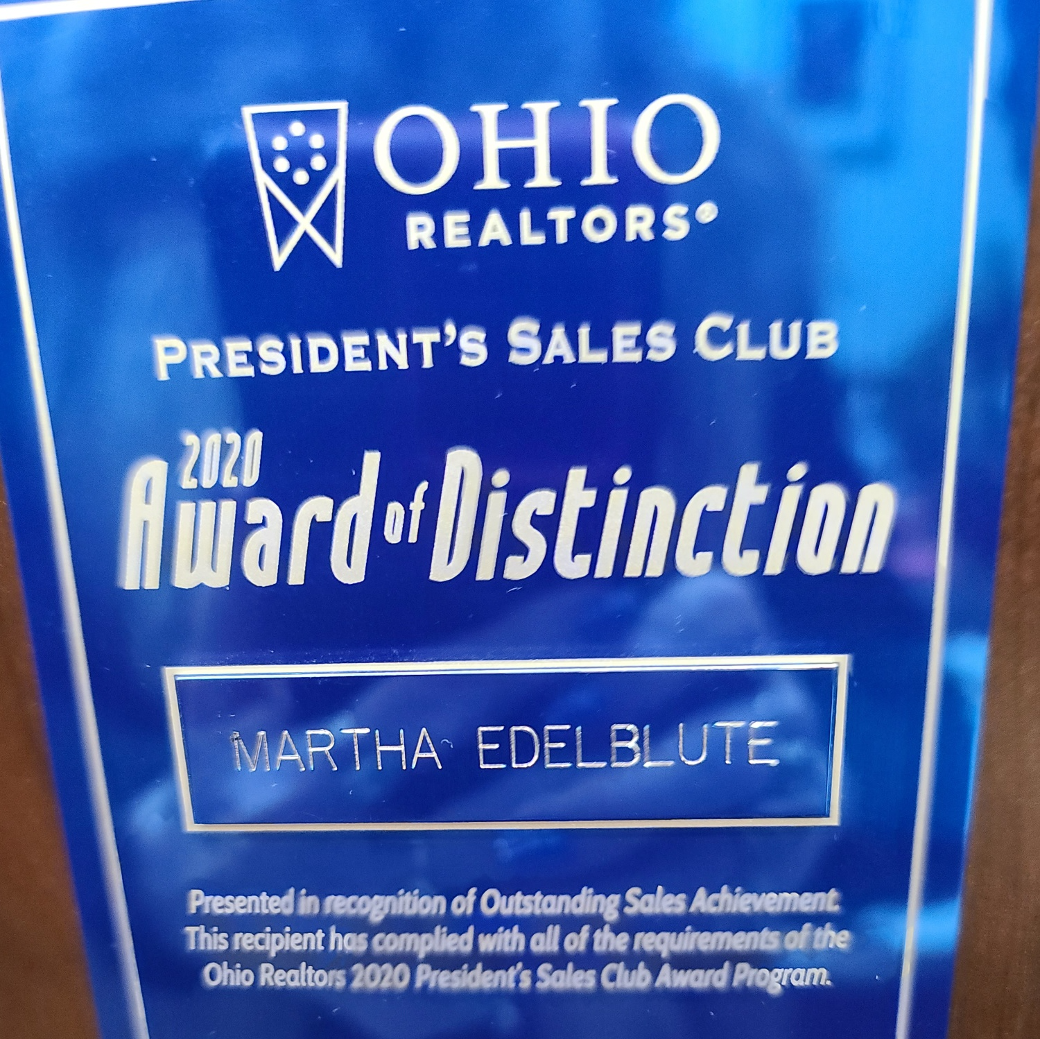 Ohio Realtors Award Of Distinction