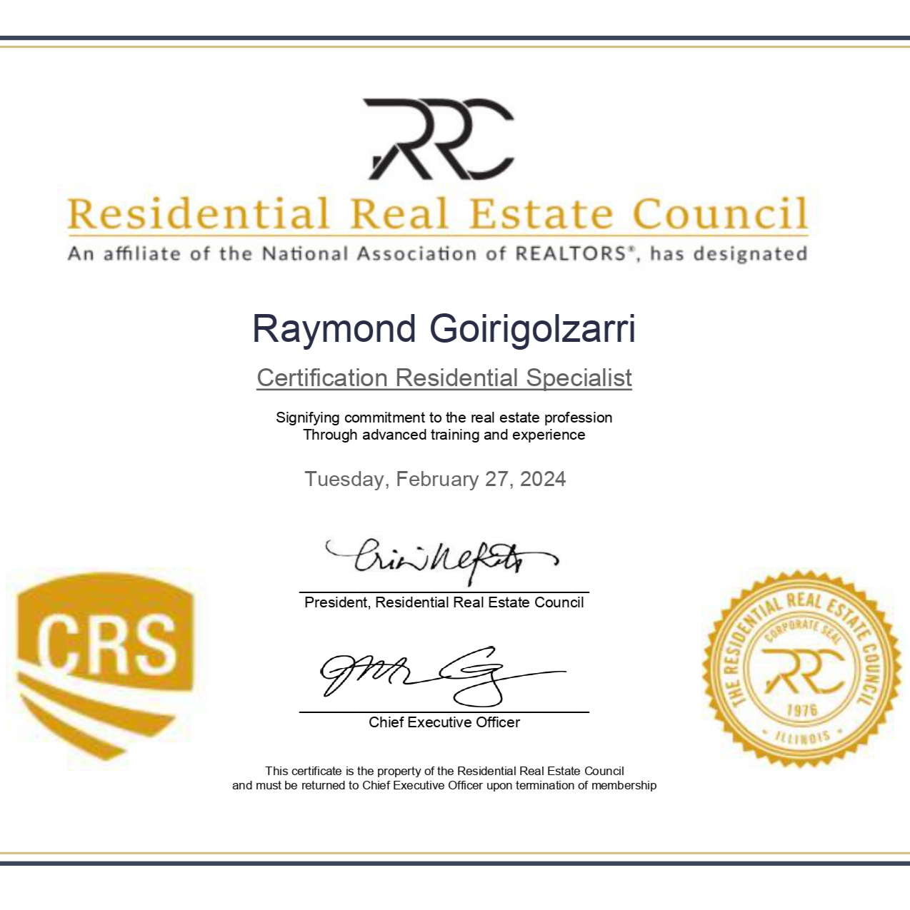 CRS: Certified Residential Specialist